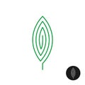 One green leaf linear style logo.