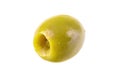 one green olive is isolated on a white background.selective focus. Royalty Free Stock Photo