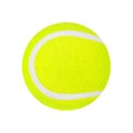 One green tennis ball on white background isolated close up, single yellow tennis ball cutout, sport equipment, nobody, studio Royalty Free Stock Photo