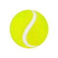 One green tennis ball on white background isolated close up, single yellow tennis ball cutout, sport equipment, nobody, studio Royalty Free Stock Photo