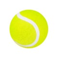 One green tennis ball on white background isolated close up, single yellow tennis ball cutout, sport equipment, nobody, studio Royalty Free Stock Photo