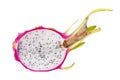 one half dragon fruit pitaya, on white background, isolated Royalty Free Stock Photo