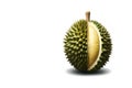 One and a half durian fruits on a white backgroundwith AI generated