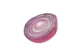 One half of fresh raw whole purple onion isolated on white