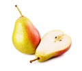 One and a half green and red pears Royalty Free Stock Photo