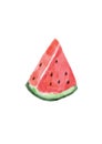 One half of a juicy red watermelon watercolor Royalty Free Stock Photo