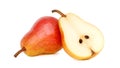 One and a half pear on white background