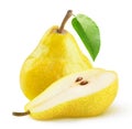 One and a half pears isolated over white background Royalty Free Stock Photo