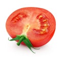 One half of red tomato on white Royalty Free Stock Photo