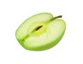 One half of the sliced green apple isolated on a white background Royalty Free Stock Photo