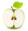 One half of the sliced green apple isolated on a white background Royalty Free Stock Photo