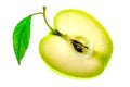 One half of the sliced green apple isolated on a white background Royalty Free Stock Photo