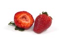 One and half strawberry on white Royalty Free Stock Photo