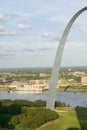 One half view of Gateway Arch and the Mississippi River, St. Louis, Missouri, the Gateway to the West Royalty Free Stock Photo