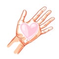 One hand hold heart. Royalty Free Stock Photo