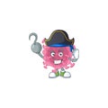 One hand Pirate cartoon design style of corona virus parasite wearing a hat