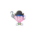 One hand Pirate pink love balloon cartoon character wearing hat