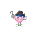 One hand Pirate pink love cartoon character wearing hat