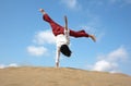 One handed holiday cartwheel Royalty Free Stock Photo