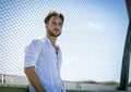 One handsome young man in city setting Royalty Free Stock Photo