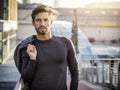 One handsome young man in city setting Royalty Free Stock Photo