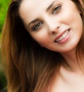 One happy joyful young woman outdoor Royalty Free Stock Photo