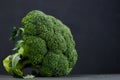 One head of healthy salad. fresh green broccoli. horizontal view of green vegetable flower. healthy diet. copy space. green Royalty Free Stock Photo