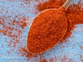 One heaping scoop of spices of paprika, powder scattered on the