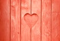 One heart shape carved in vintage wood close up Royalty Free Stock Photo