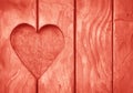 One heart shape carved in vintage wood close up Royalty Free Stock Photo