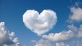 One Heart-Shaped Cloud Isolated against the Majestic Blue Sky: Amorous Illustration of Atmospheric Beauty