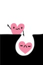 One heart symbol put another in pit hand drawn vector illustration toxic relations cartoon comic style