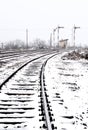 House for railroad workers near the railway Royalty Free Stock Photo