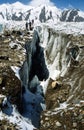 One of the huge glacier crevasses of the Fedtschenko Glacier in the Pamir mountains