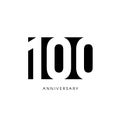 One hundred anniversary, minimalistic logo. One hundredth years, 100th jubilee, greeting card. Birthday invitation. 100