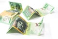 One hundred Australian dollar banknotes isolated on white background. Royalty Free Stock Photo