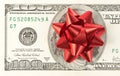 One hundred bill with red bow Royalty Free Stock Photo
