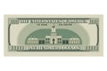 One hundred dollar bill. 100 dollars banknote, reverse side Royalty Free Stock Photo
