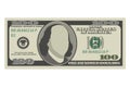 One hundred dollar bill. 100 dollars banknote Royalty Free Stock Photo