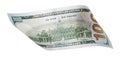 Back side of a one Hundred Dollar Bill Falling or Floating on Empty Background Royalty Free Stock Photo
