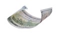 Drifting One Hundred Dollar Bill Falling or Floating on Empty Background Royalty Free Stock Photo