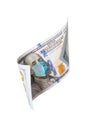 One Hundred Dollar Bill With Medical Face Mask on Benjamin Franklin Isolated on White Royalty Free Stock Photo