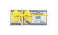 One hundred dollar bill bow banknote present discount Royalty Free Stock Photo