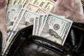 One hundred dollar bills in the pocket Royalty Free Stock Photo
