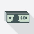 One Hundred Dollars Banknotes Icon Royalty Free Stock Photo