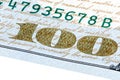 One hundred dollars bill macro stacked photo. Royalty Free Stock Photo