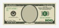 One hundred dollars bill template. American banknote with empty portrait center. Royalty Free Stock Photo