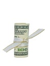 One Hundred Dollars Cash Rolled with a Ribbon Royalty Free Stock Photo