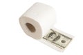 One hundred dollars in toilet paper Royalty Free Stock Photo