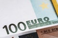 One hundred euro banknote close up detail Royalty Free Stock Photo